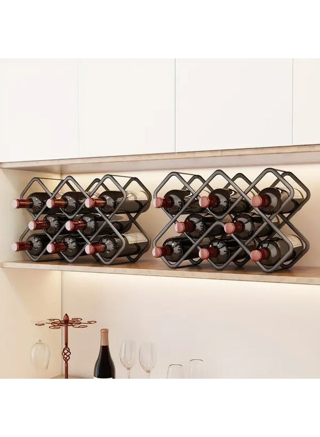 Black 8 Lattice Wine Rack Luxury Home Storage Display Holder For Red Wine Bottles - Image 5